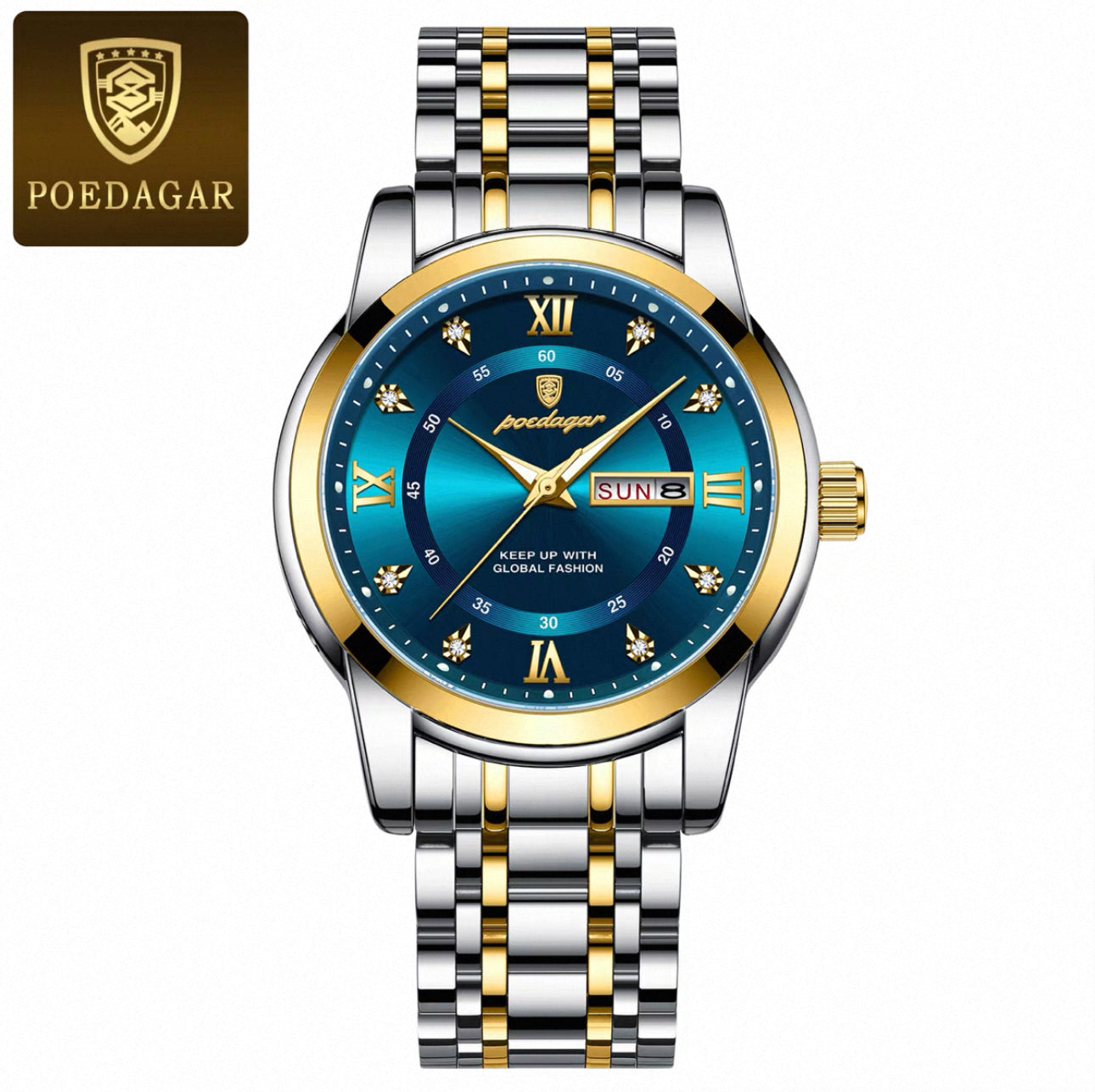 Swiss Quartz Watch with Day-Date Display - Water-Resistant Business & Student Watch