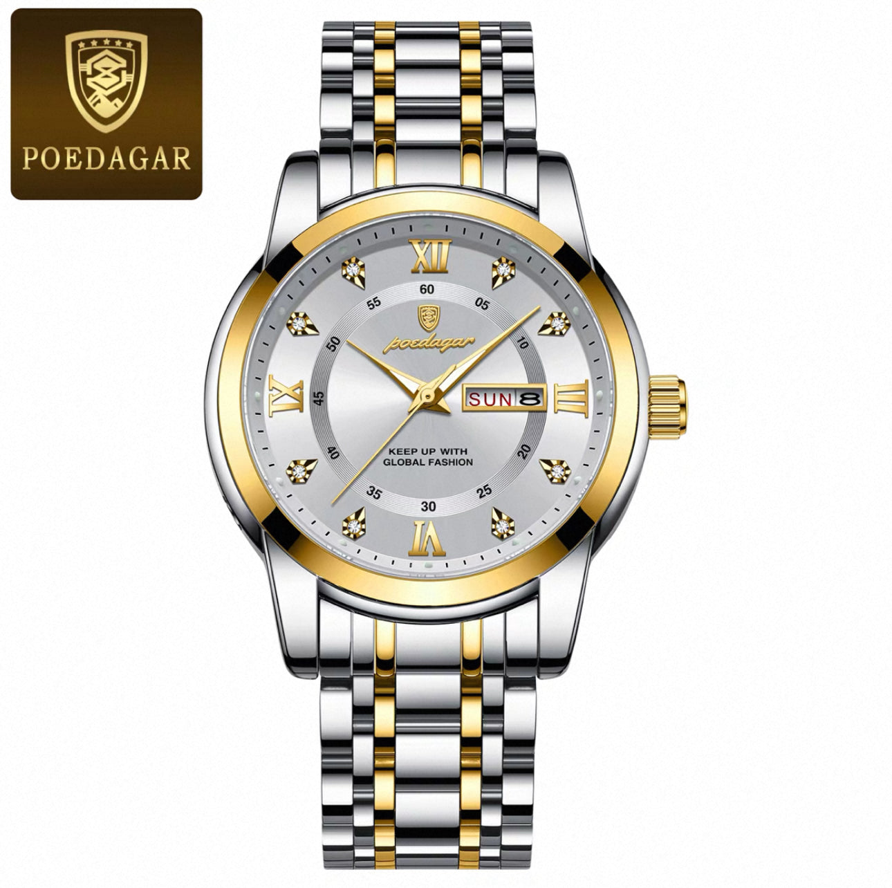 Swiss Quartz Watch with Day-Date Display - Water-Resistant Business & Student Watch