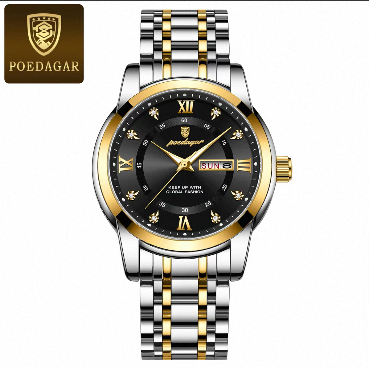 Swiss Quartz Watch with Day-Date Display - Water-Resistant Business & Student Watch